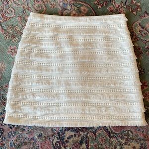 J. Crew Tiered Fringe Ivory Skirt